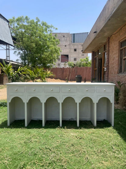 Modern Arch Wooden Console Table: Handcrafted Minimalist Accent Furniture