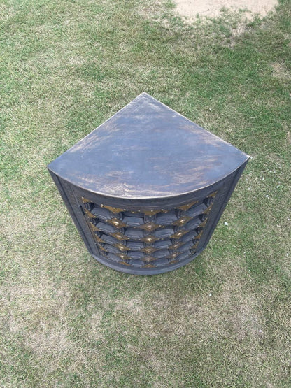 Vintage Wooden Nightstands with Brass Handles: Bedside Cabinets