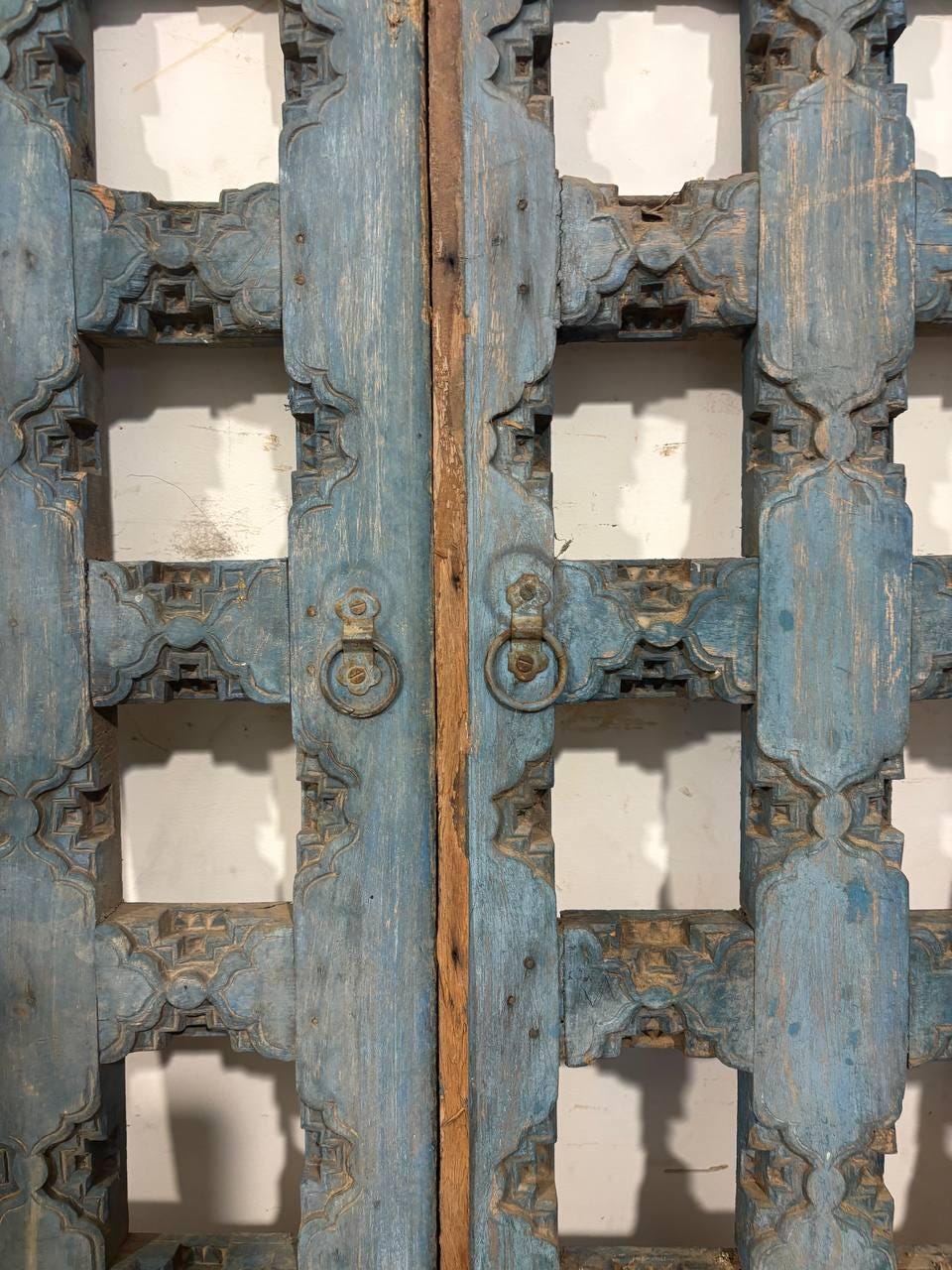 Antique Hand-Carved Shekhawati Window: Rustic Indian Wall Decor