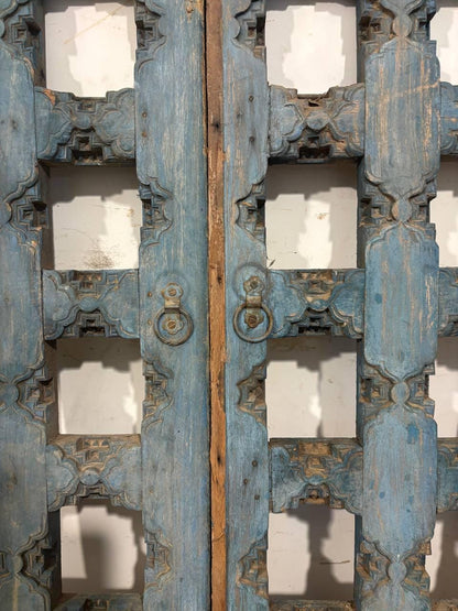 Antique Hand-Carved Shekhawati Window: Rustic Indian Wall Decor