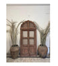 Antique Hand-Carved Jali Door Panel: Rustic Indian Teak Arch - 213x98cm