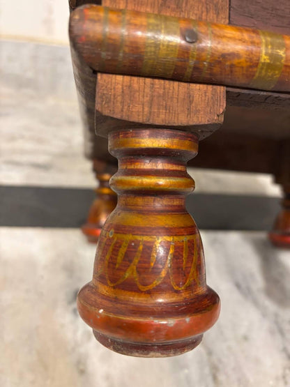 Handmade Indian Chowki Bajot: Painted Wood Low Table (15x30x30 cm)