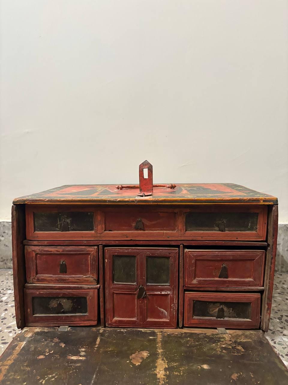 Hand-Painted Wooden Storage Box | Vintage Rajasthani Elephant Art Trunk