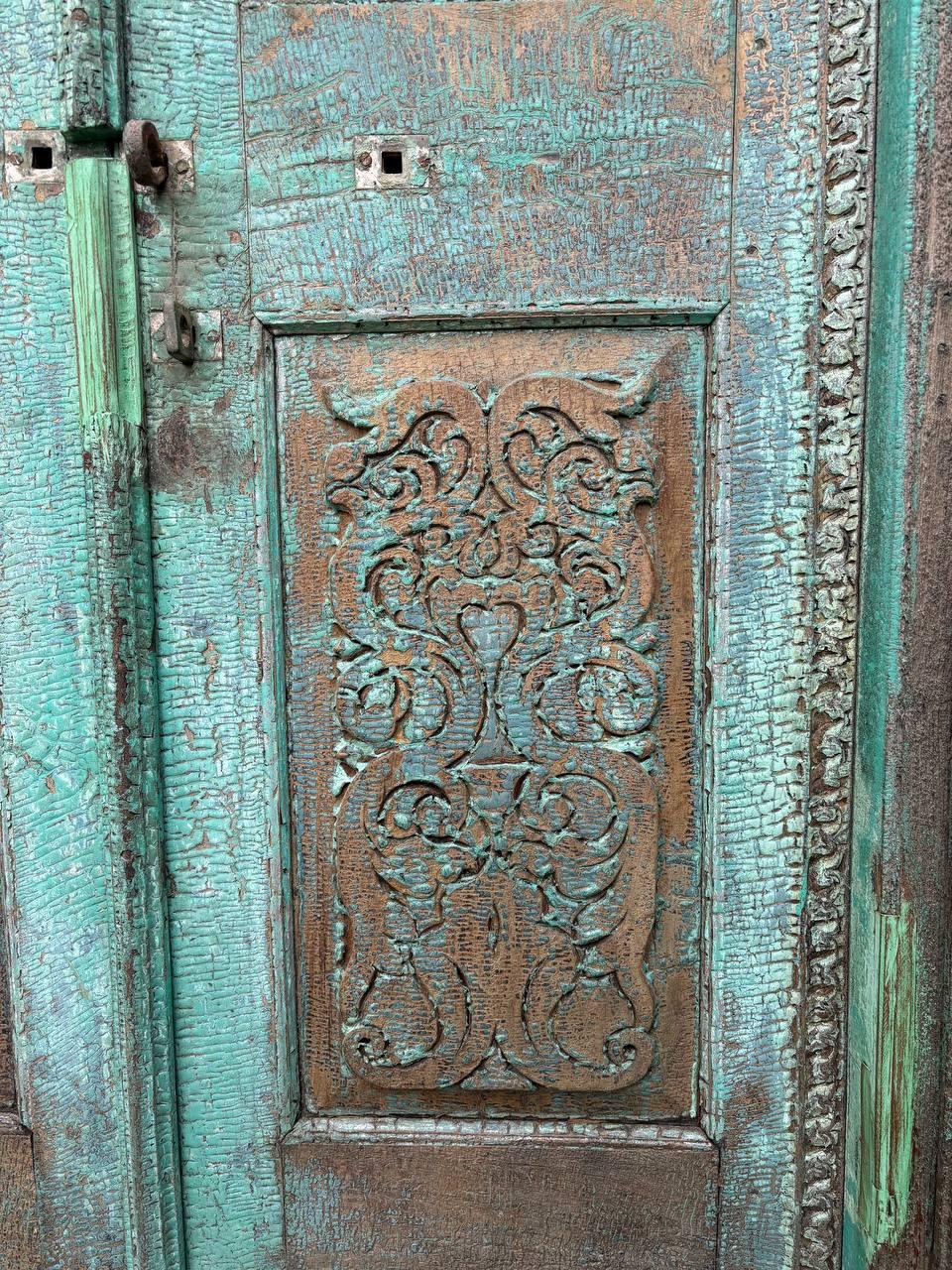 Carved Wooden Indian Doors: Boho Farmhouse Entrance