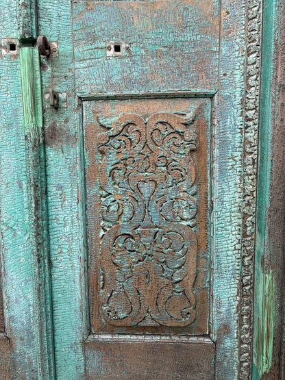 Carved Wooden Indian Doors: Boho Farmhouse Entrance
