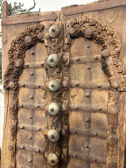 Antique Hand-Carved Shekhawati Window: Rustic Indian Wall Decor