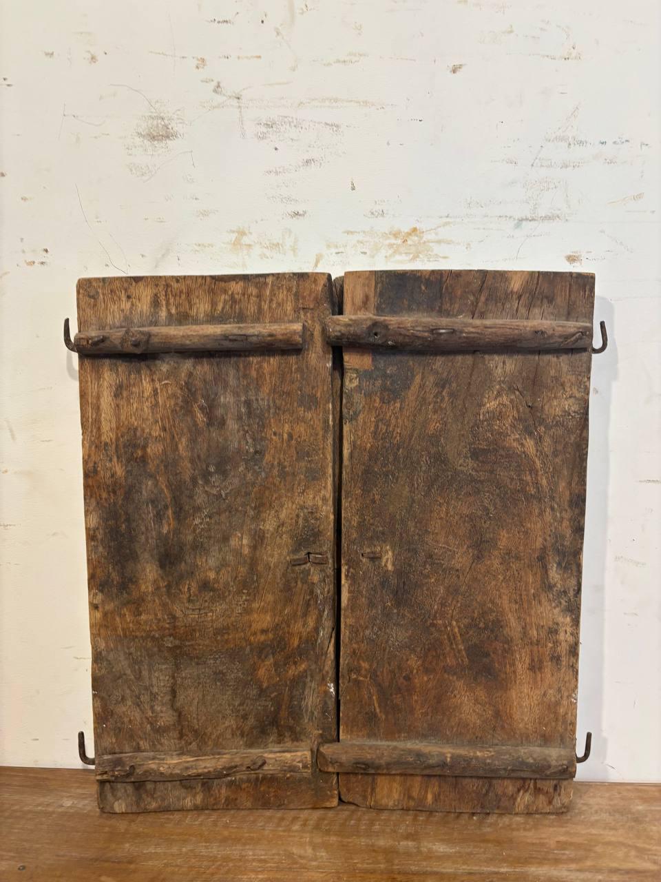 Antique Hand-Carved Shekhawati Window: Rustic Indian Wall Decor