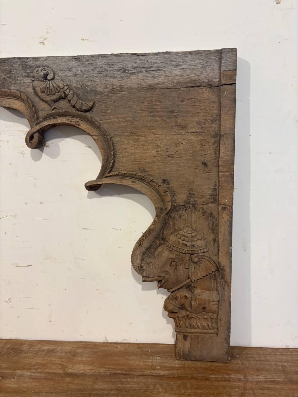Antique Hand Carved Teak Wood Arch: Indian Architectural Salvage Decor