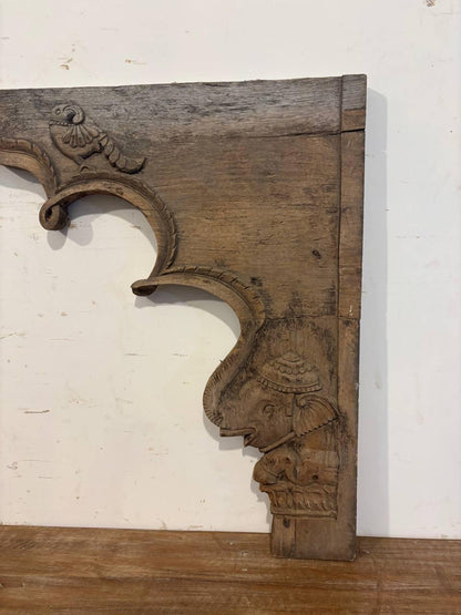 Antique Hand Carved Teak Wood Arch: Indian Architectural Salvage Decor