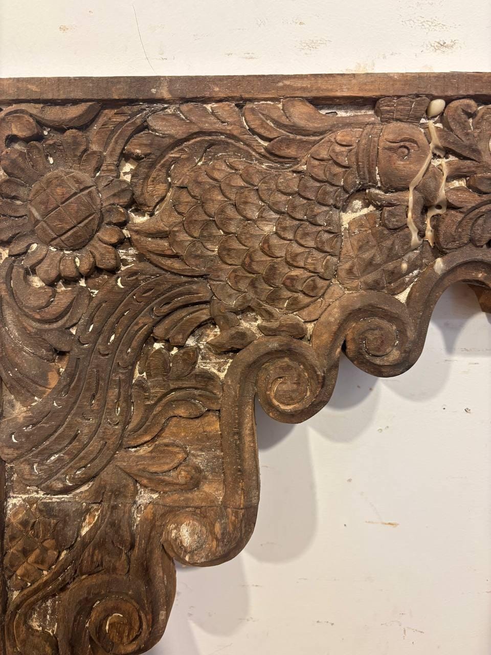 Antique Hand Carved Teak Wood Arch Frame, Indian Architectural Salvage