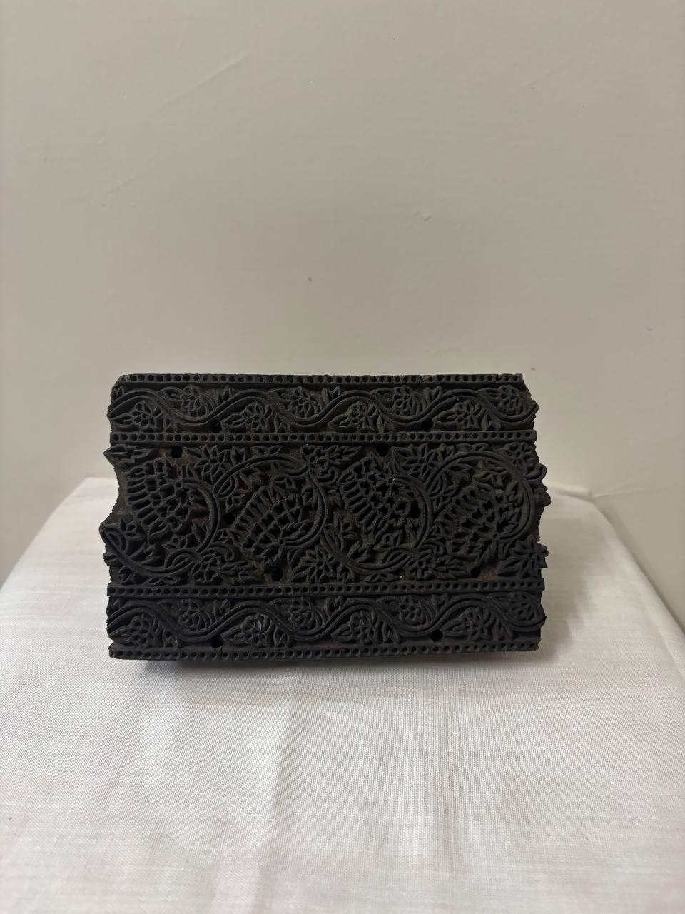 Antique Hand-Carved Indian Wood Textile Block – Mughal Rajput Pattern