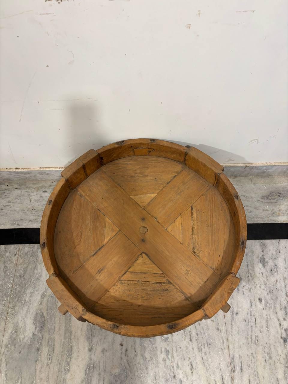 Handmade Indian Chowki Table: Carved Wood Bajot, Bohemian Decor