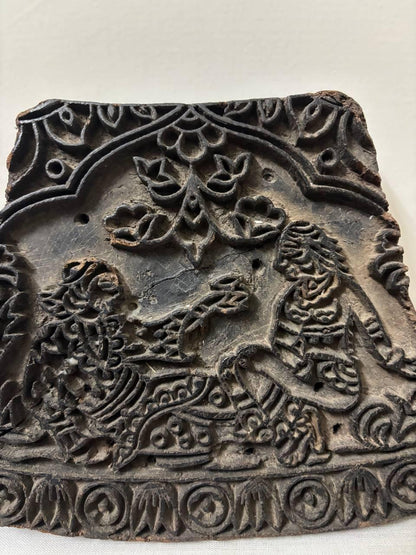 Antique Indian Wood Block – Mughal Textile Stamp, Rustic Decor